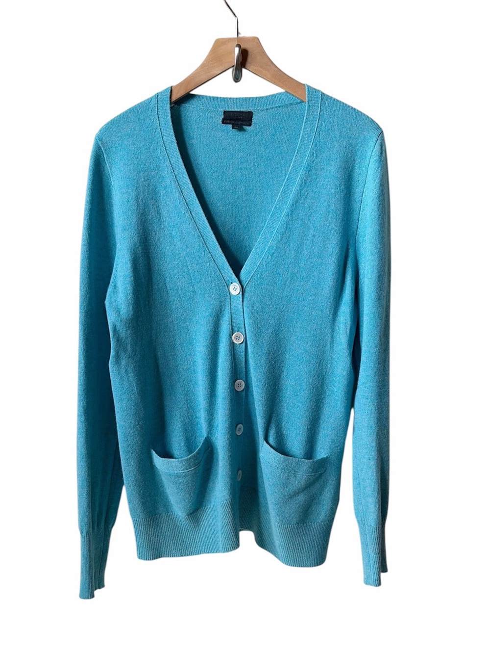 J. Crew cashmere sky blue boyfriend cardigan sweater size XL extra large